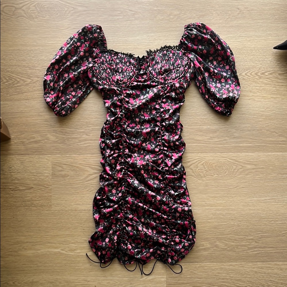 For Love And Lemons Pink Floral Mini Dress